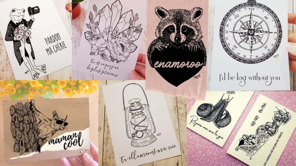 Printable greeting cards are the best! All our downloadable cards have been hand-drawn by me! They're unique original illustrations! Whether you need a birthday card or a Christmas one, for a birthday or an anniversary, to say congrats or to say sorry... you'll find the perfect card at Enamoroo! 